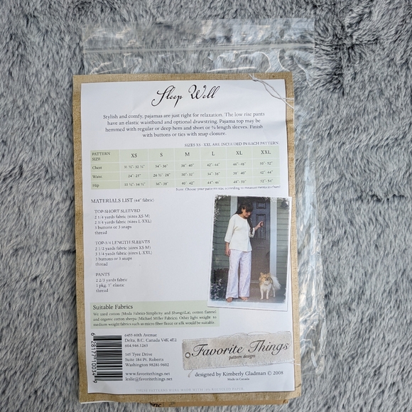 Favorite Things Pattern Designs Sleep Well Pajama Top & Pants - Picture 2 of 3